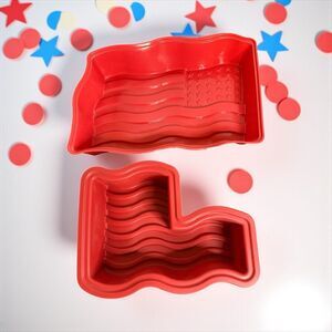 Two (2) VTG 2000 American Flag Red JELLO Mold Pans Jell-O